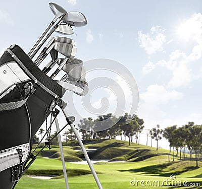 Golf equipment on the course Stock Photo