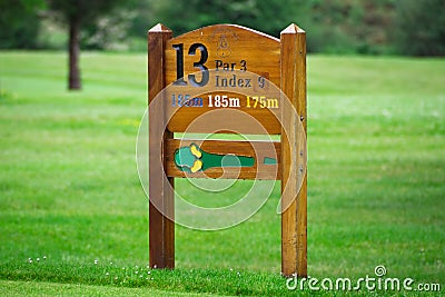 Golf hole sign Stock Photo