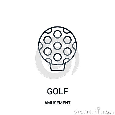 golf icon vector from amusement collection. Thin line golf outline icon vector illustration Vector Illustration