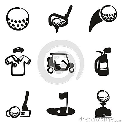 Golf Icons Freehand Fill Vector Illustration