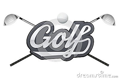 Golf label with clubs and tag Vector Illustration