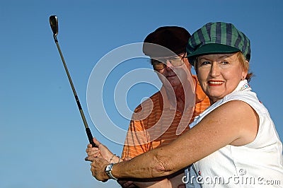 Golf lesson close-up Stock Photo