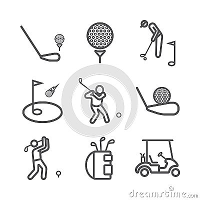 Golf line icons. Player. Vector signs for web graphics. Vector Illustration