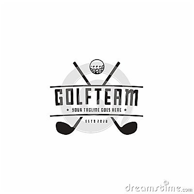 Golf Logo design, vintage retro crossed stick golf badge label logo design Vector Illustration