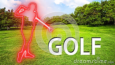 Golf 001 Man Playing Silhuette Stock Photo