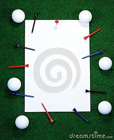 Golf note with pegs Stock Photo