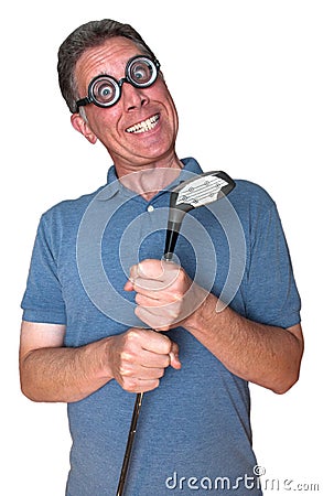 Golf Nut, Crazy Nutty Golfer Jock, Golfing Pro Stock Photo