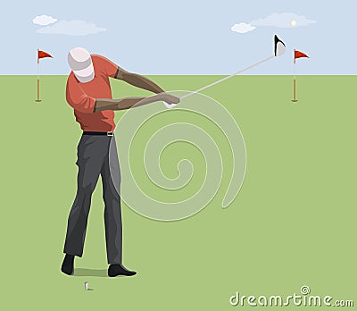 Golf player with club. Vector Illustration