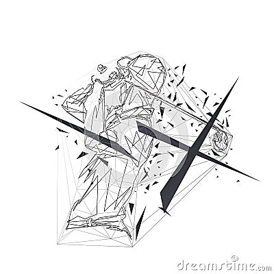 Golf player, geometric line art, abstract vector silhouette Vector Illustration
