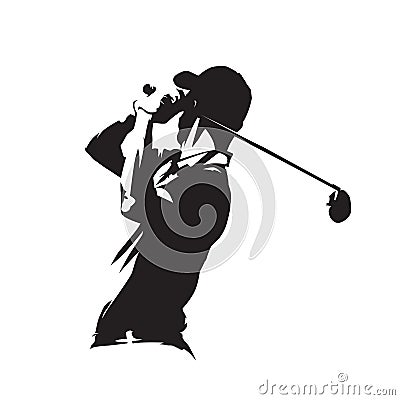 Golf player icon, golfer vector silhouette Vector Illustration