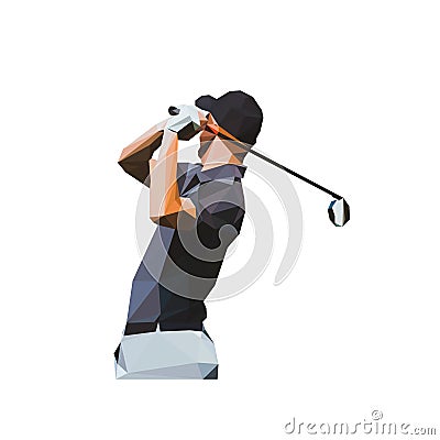 Golf player, low polygonal illustration. Isolated golfer. Golf swing logo Vector Illustration