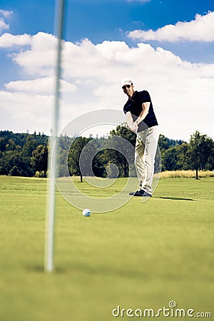 Golf Player Putting Stock Photo