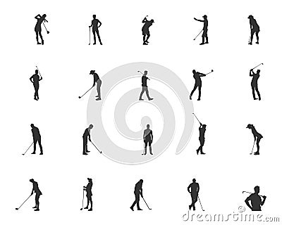 Golf player silhouettes, Golf Player SVG cut files, Golfer silhouette, Golf player playing silhouette Vector Illustration