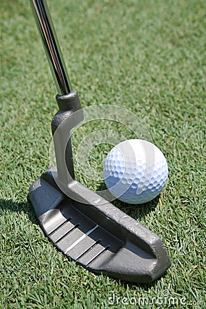 Golf Putter and Green Stock Photo
