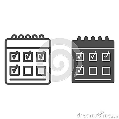 Golf Score line and solid icon, sports and competition concept, scoreboard sign on white background, checked golf Vector Illustration
