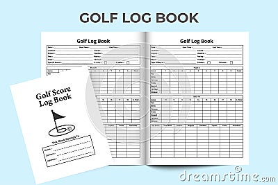 Golf score notebook KDP interior. Daily golf information and game score record log book template. KDP interior journal. Golf Vector Illustration