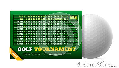 Golf scoreboard, vector illustration with golf ball on background Vector Illustration