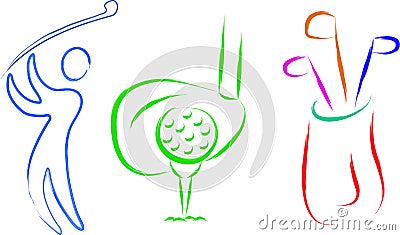 Golf set items Vector Illustration