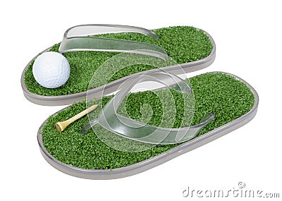 Golf Shoes with Grass Stock Photo