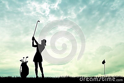 Golf at sunset Stock Photo