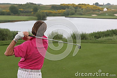 Golf swing on albatros course Stock Photo