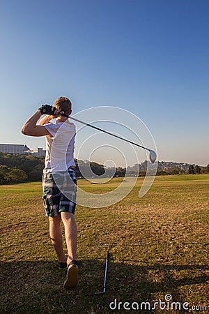 Golf Teenager Driver Practice Range Stock Photo