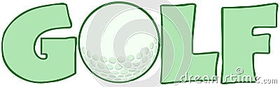 Golf Text With Golf Ball Vector Illustration