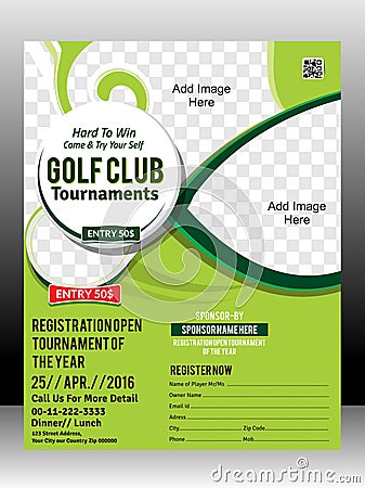 Golf tournament flyer template design illustration Cartoon Illustration