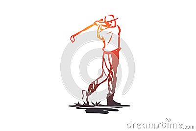 Golf, tournament, game, sport, golfer concept. Hand drawn isolated vector. Vector Illustration