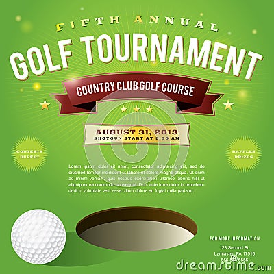 Golf Tournament Invitation Design Vector Illustration