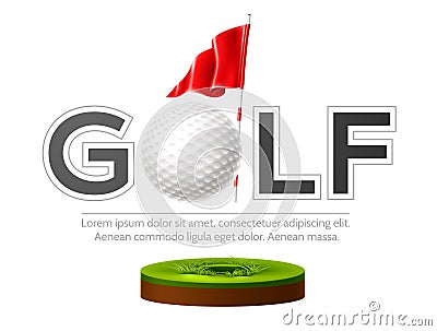 Vector golf tournament poster golf club and ball Vector Illustration