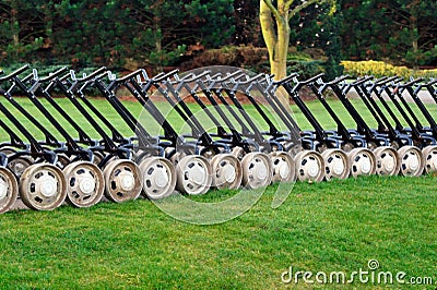 Golf trolleys Stock Photo