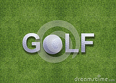 Golf word created from golf ball Stock Photo