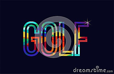 golf word typography design in rainbow colors logo Vector Illustration