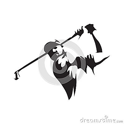 Golfer abstract silhouette, front view. Golf logo Vector Illustration