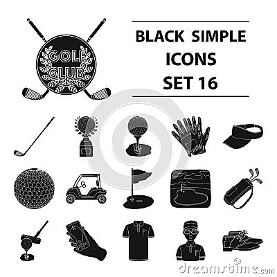A golfer, a ball, a club and other golf attributes. Vector Illustration