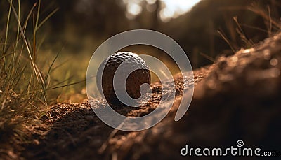 Golfer hitting ball on green grass field generated by AI Stock Photo