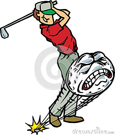 Golfer hitting golfball Stock Photo