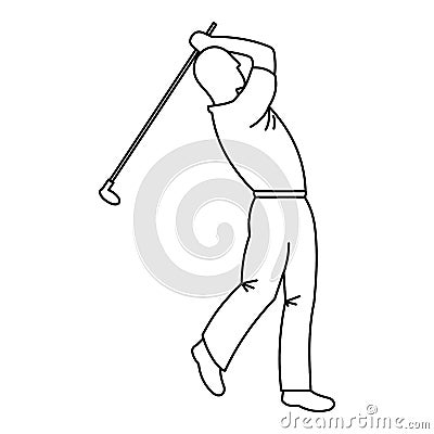 Golfer icon, outline style Vector Illustration