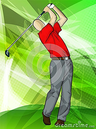 Golfer swinging a club Vector Illustration