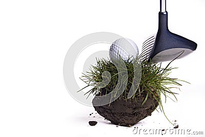 Golfing On Dirt Clod Stock Photo