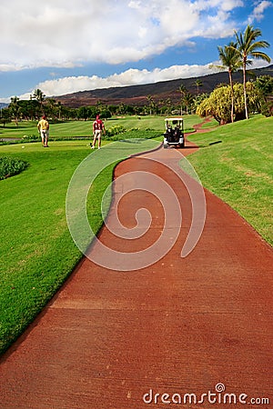 Golfing in Oahu, Hawaii Editorial Stock Photo