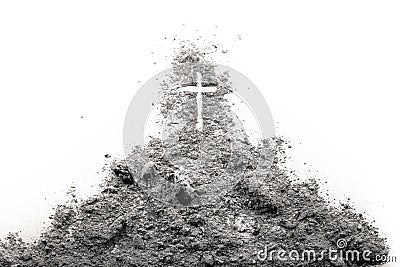 Golgota hill with Jesus cross made of ash Cartoon Illustration