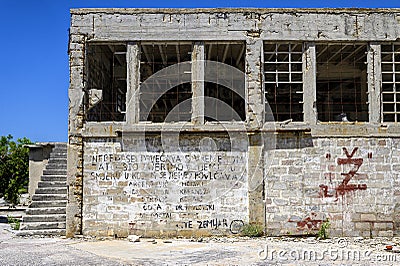 Ruins on the Goli otok prison in Croatia Stock Photo