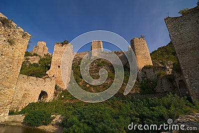 Golubac castle on Danube river in Serbia Stock Photo