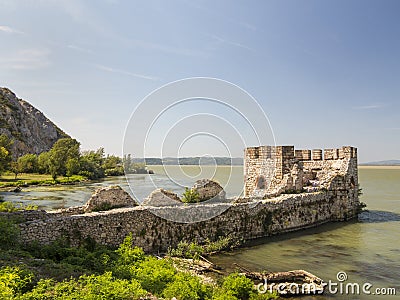 Golubac fortress on Danube river close to Romanian and Serbian b Stock Photo