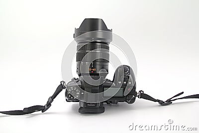 GOMEL, BELARUS - DECEMBER 11, 2018: Panasonic photo camera DS G9 on a white background Editorial Stock Photo