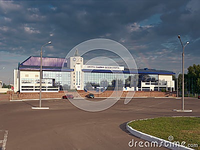 GOMEL, BELARUS - MAY 25, 2019: The building of the Palace of water sports in the early morning Editorial Stock Photo