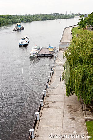 Gomel, Belarus, MAY 18, 2010: The Quay. River Court move along the river Sozh. Editorial Stock Photo