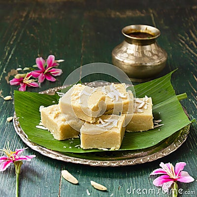 Sweet food Gond pak sweet Stock Photo